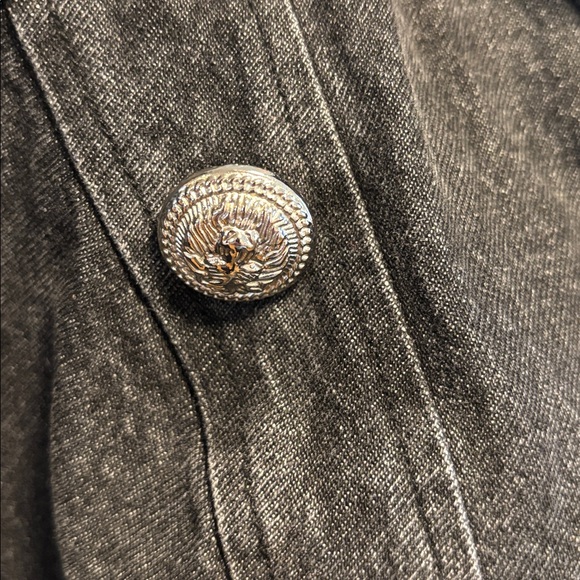 L'ATISTE Charcoal Denim Jacket with Silver Buttons - Picture 6 of 7
